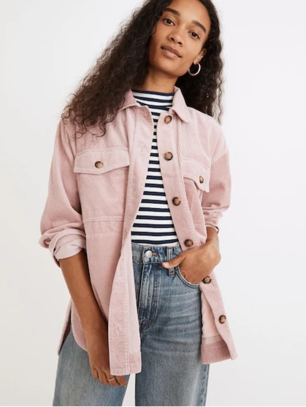 Madewell Corduroy Yorkway Shirt Jacket Shacket - Pink - S